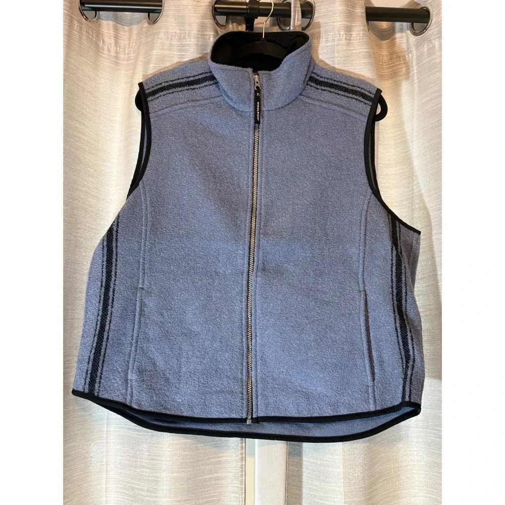 Woolrich Women's Wool Blanket Vest Full Zip Blue with Navy Blue Lining NWOT XL